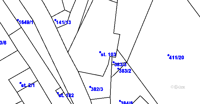 Parcela st. 103 v KÚ Tis u Habrů, Katastrální mapa
