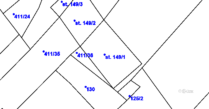 Parcela st. 149/1 v KÚ Tis u Habrů, Katastrální mapa