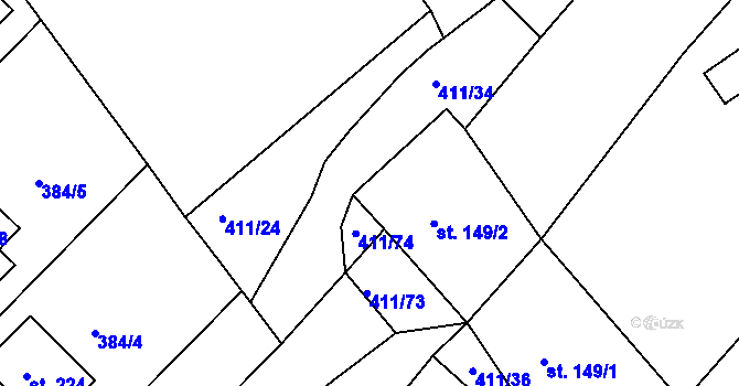 Parcela st. 149/3 v KÚ Tis u Habrů, Katastrální mapa