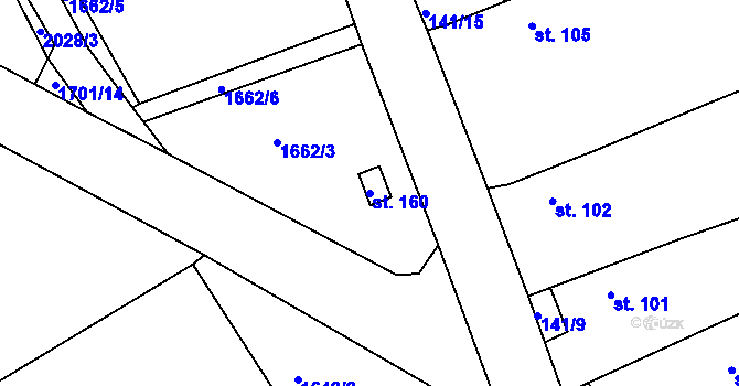 Parcela st. 160 v KÚ Tis u Habrů, Katastrální mapa