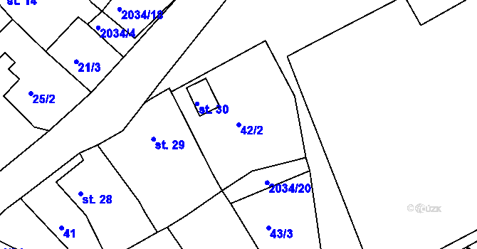 Parcela st. 42/2 v KÚ Tis u Habrů, Katastrální mapa