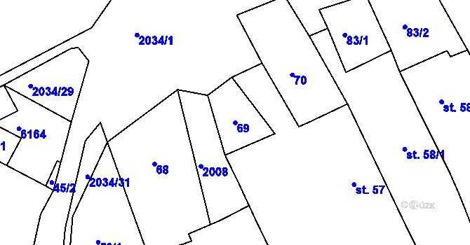 Parcela st. 69 v KÚ Tis u Habrů, Katastrální mapa