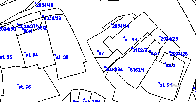 Parcela st. 87 v KÚ Tis u Habrů, Katastrální mapa