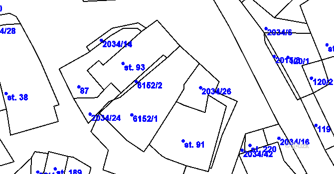 Parcela st. 88/1 v KÚ Tis u Habrů, Katastrální mapa
