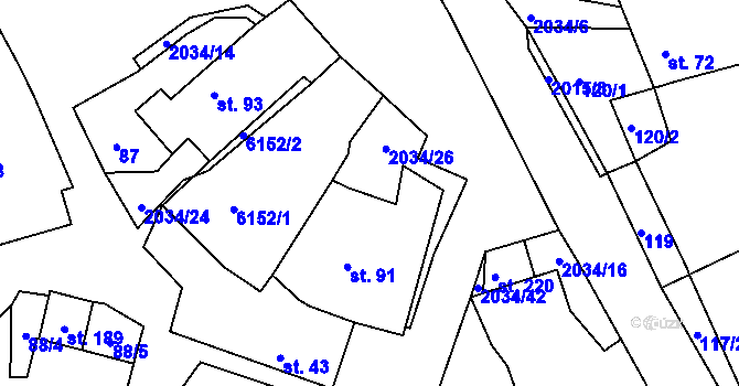 Parcela st. 88/2 v KÚ Tis u Habrů, Katastrální mapa