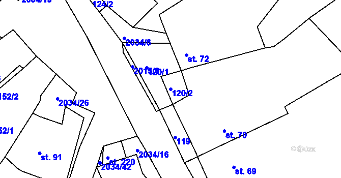 Parcela st. 120/2 v KÚ Tis u Habrů, Katastrální mapa