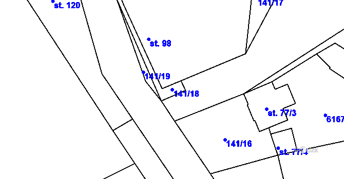 Parcela st. 141/18 v KÚ Tis u Habrů, Katastrální mapa