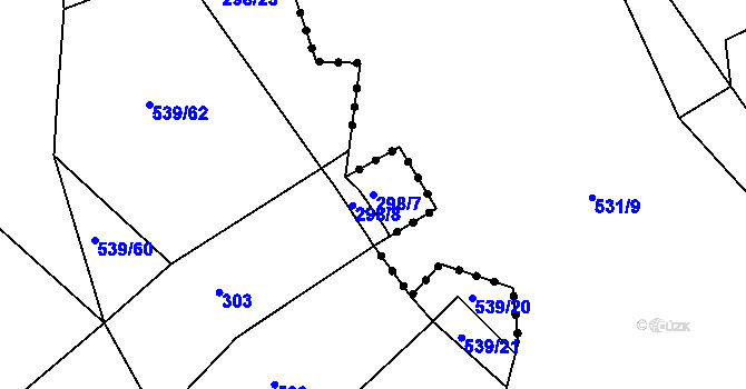 Parcela st. 298/7 v KÚ Tis u Habrů, Katastrální mapa