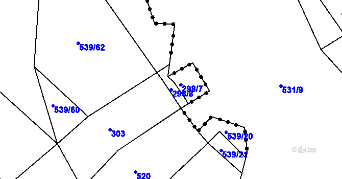 Parcela st. 298/8 v KÚ Tis u Habrů, Katastrální mapa