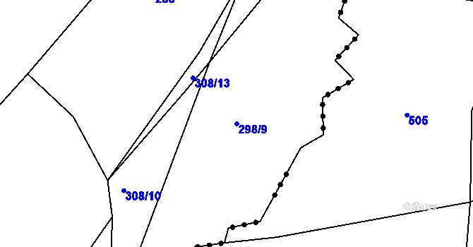 Parcela st. 298/9 v KÚ Tis u Habrů, Katastrální mapa