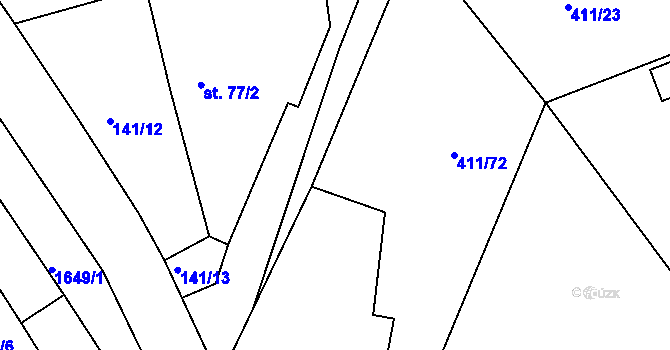 Parcela st. 411/25 v KÚ Tis u Habrů, Katastrální mapa