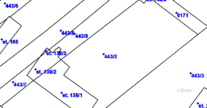 Parcela st. 443/2 v KÚ Tis u Habrů, Katastrální mapa