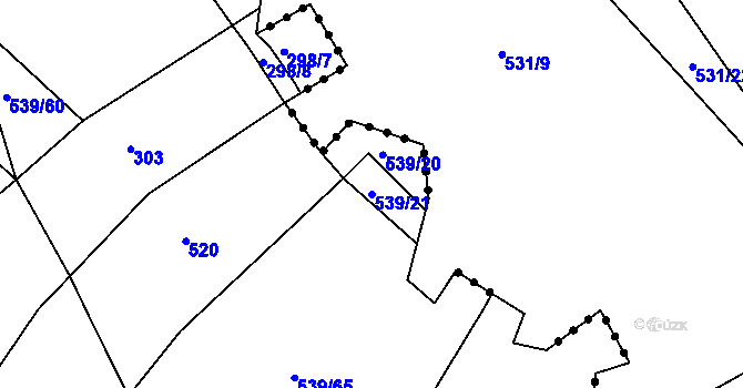 Parcela st. 539/21 v KÚ Tis u Habrů, Katastrální mapa
