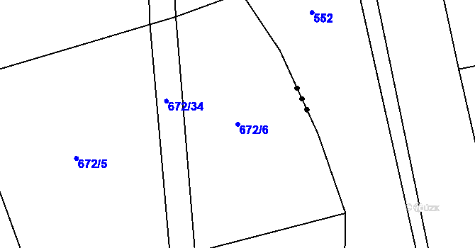 Parcela st. 672/6 v KÚ Tis u Habrů, Katastrální mapa