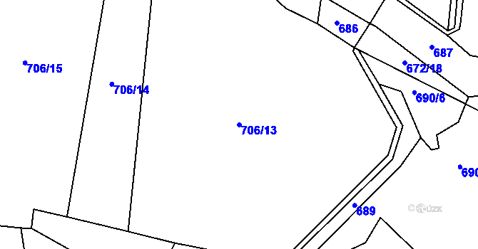 Parcela st. 706/13 v KÚ Tis u Habrů, Katastrální mapa