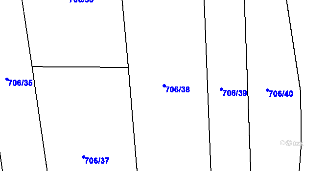 Parcela st. 706/38 v KÚ Tis u Habrů, Katastrální mapa
