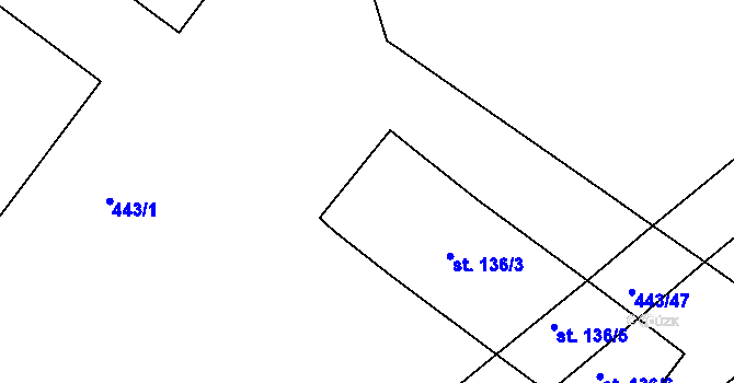 Parcela st. 136/1 v KÚ Tis u Habrů, Katastrální mapa