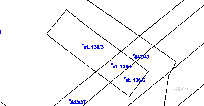 Parcela st. 136/4 v KÚ Tis u Habrů, Katastrální mapa