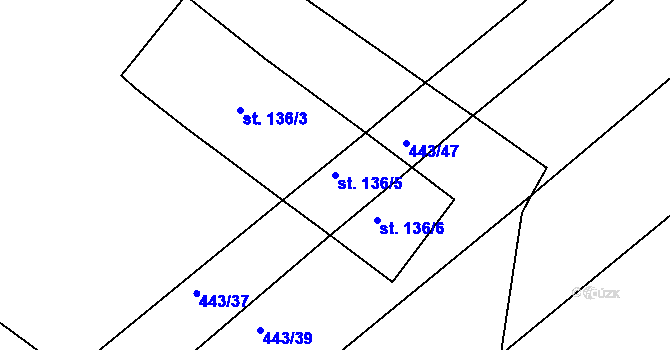 Parcela st. 136/5 v KÚ Tis u Habrů, Katastrální mapa
