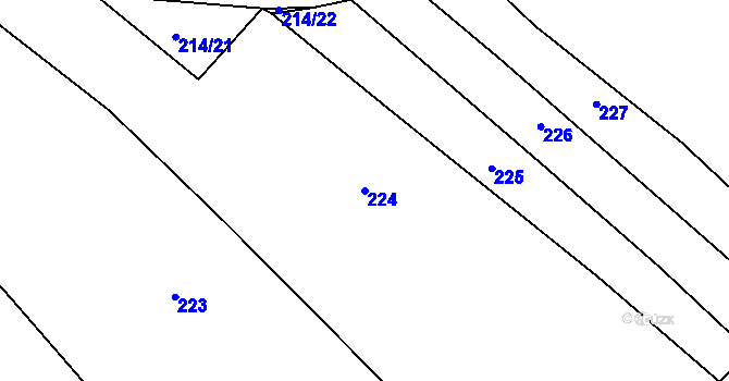 Parcela st. 224 v KÚ Tis u Habrů, Katastrální mapa