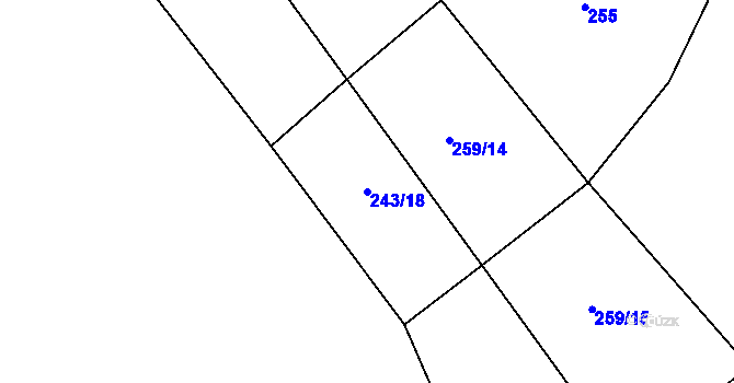 Parcela st. 243/18 v KÚ Tis u Habrů, Katastrální mapa