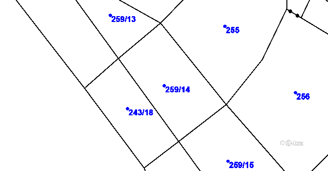 Parcela st. 259/14 v KÚ Tis u Habrů, Katastrální mapa