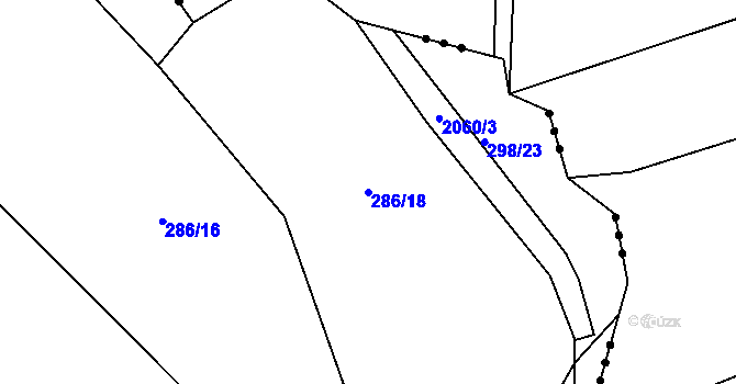 Parcela st. 286/18 v KÚ Tis u Habrů, Katastrální mapa