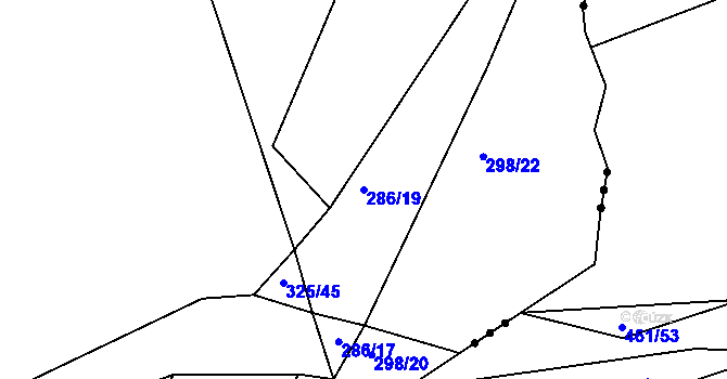 Parcela st. 286/19 v KÚ Tis u Habrů, Katastrální mapa