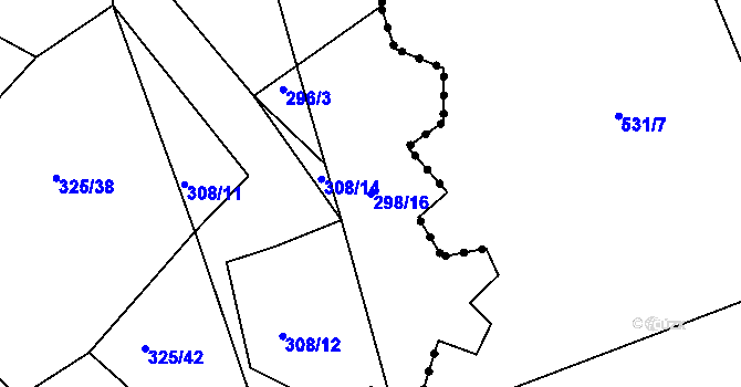 Parcela st. 298/16 v KÚ Tis u Habrů, Katastrální mapa