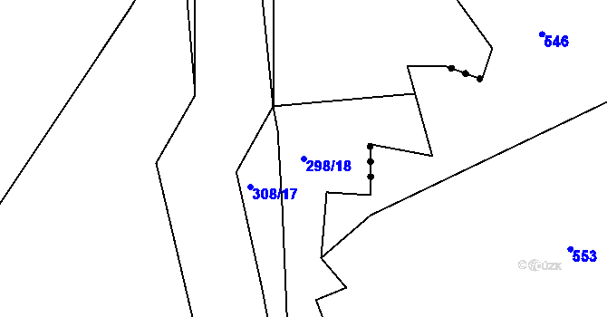 Parcela st. 298/18 v KÚ Tis u Habrů, Katastrální mapa