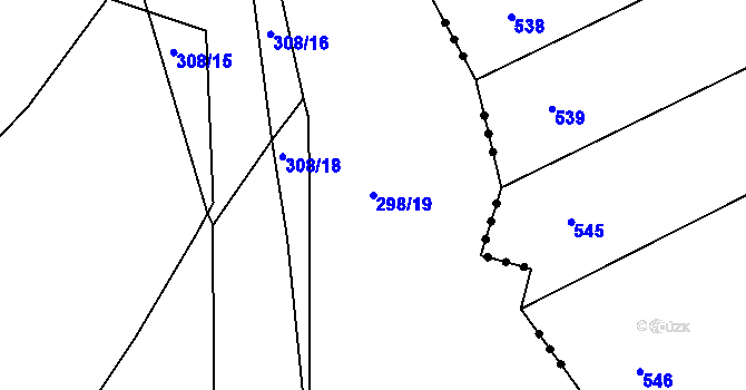 Parcela st. 298/19 v KÚ Tis u Habrů, Katastrální mapa