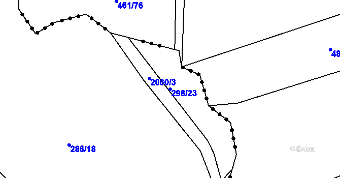 Parcela st. 298/23 v KÚ Tis u Habrů, Katastrální mapa