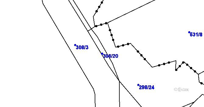 Parcela st. 308/20 v KÚ Tis u Habrů, Katastrální mapa