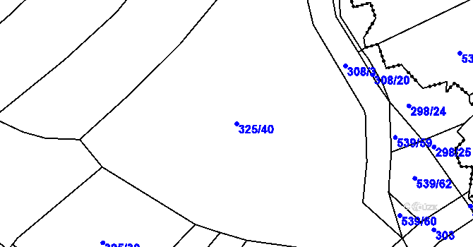Parcela st. 325/40 v KÚ Tis u Habrů, Katastrální mapa