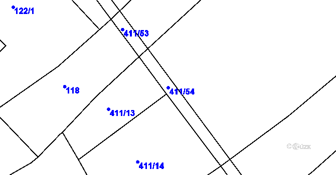 Parcela st. 411/54 v KÚ Tis u Habrů, Katastrální mapa