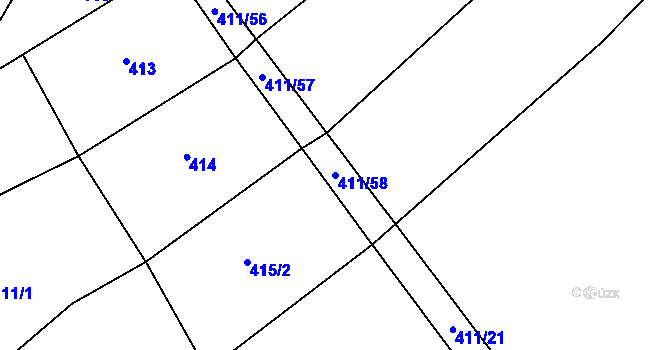 Parcela st. 411/58 v KÚ Tis u Habrů, Katastrální mapa