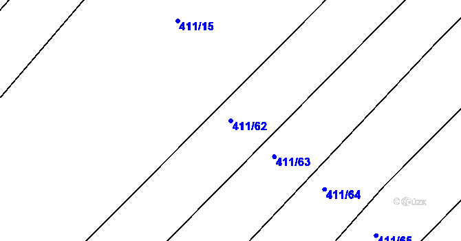 Parcela st. 411/62 v KÚ Tis u Habrů, Katastrální mapa