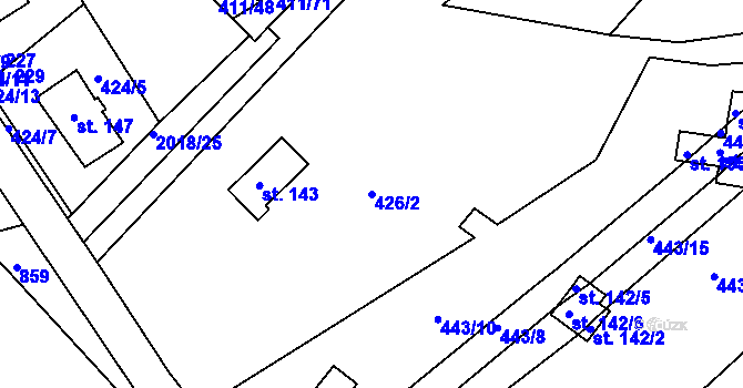 Parcela st. 426/2 v KÚ Tis u Habrů, Katastrální mapa
