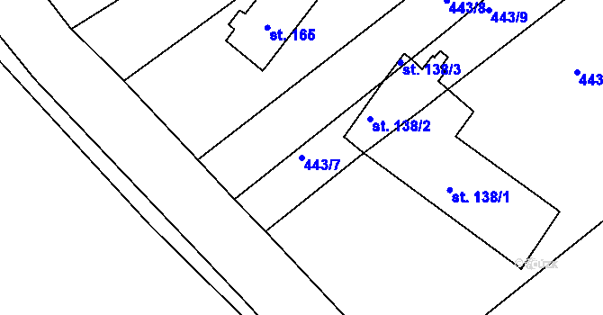 Parcela st. 443/7 v KÚ Tis u Habrů, Katastrální mapa