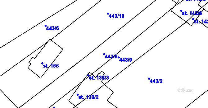 Parcela st. 443/8 v KÚ Tis u Habrů, Katastrální mapa
