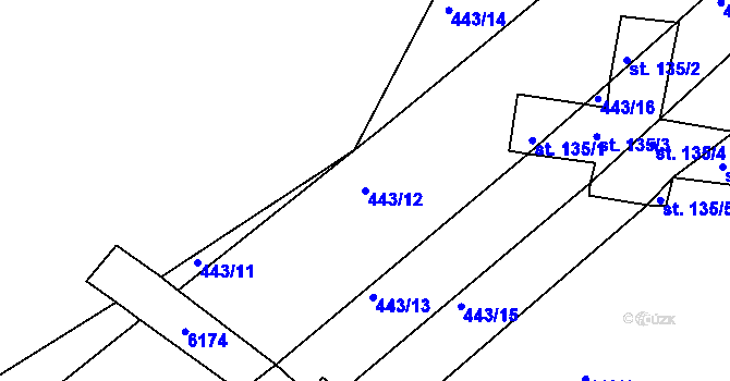 Parcela st. 443/12 v KÚ Tis u Habrů, Katastrální mapa