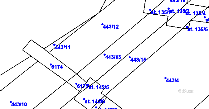 Parcela st. 443/13 v KÚ Tis u Habrů, Katastrální mapa