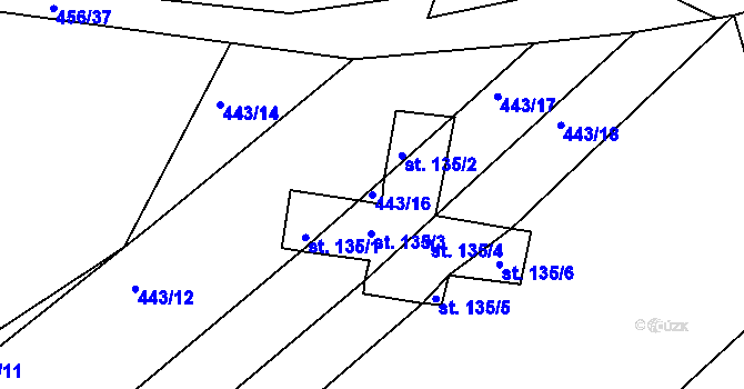 Parcela st. 443/16 v KÚ Tis u Habrů, Katastrální mapa