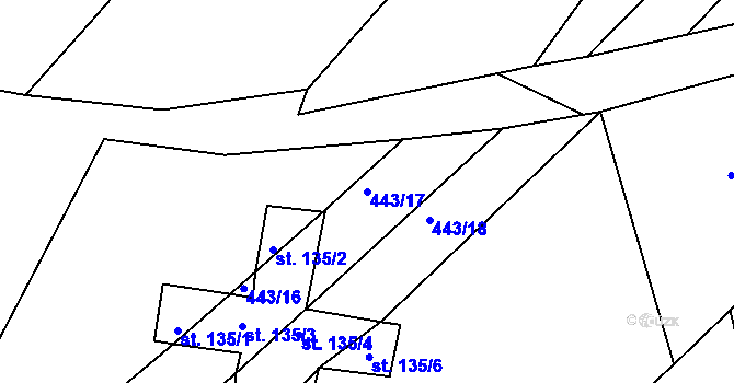 Parcela st. 443/17 v KÚ Tis u Habrů, Katastrální mapa