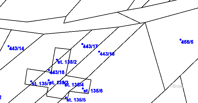 Parcela st. 443/18 v KÚ Tis u Habrů, Katastrální mapa