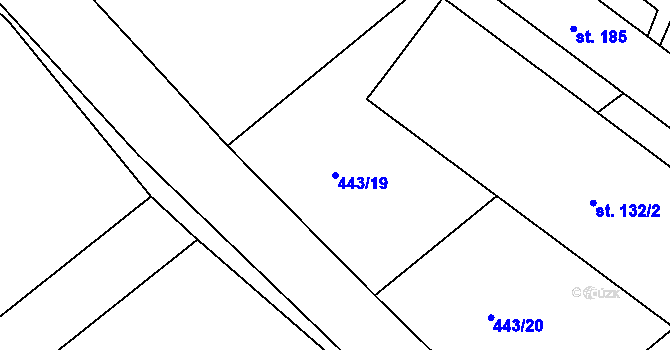 Parcela st. 443/19 v KÚ Tis u Habrů, Katastrální mapa