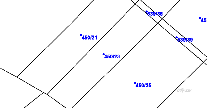 Parcela st. 450/23 v KÚ Tis u Habrů, Katastrální mapa