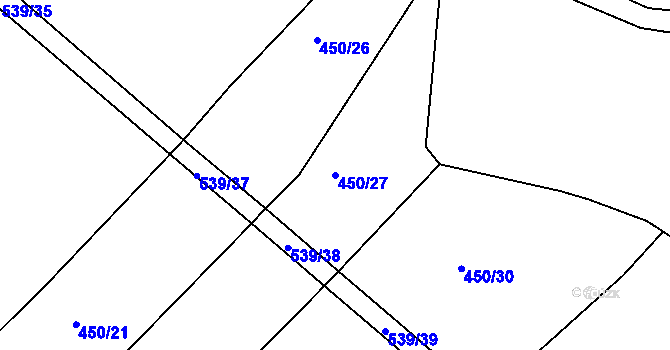 Parcela st. 450/27 v KÚ Tis u Habrů, Katastrální mapa