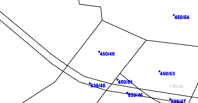 Parcela st. 450/49 v KÚ Tis u Habrů, Katastrální mapa