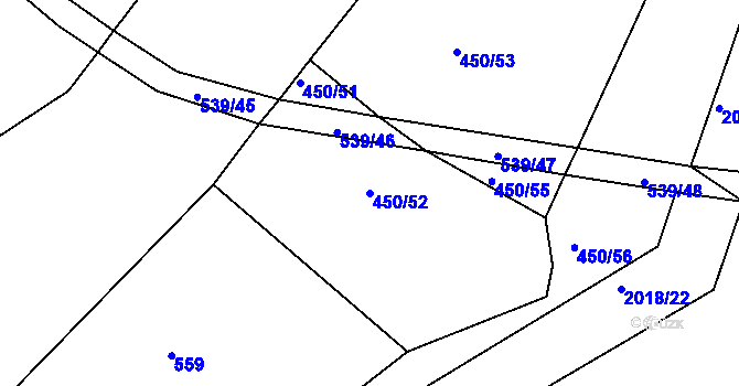 Parcela st. 450/52 v KÚ Tis u Habrů, Katastrální mapa